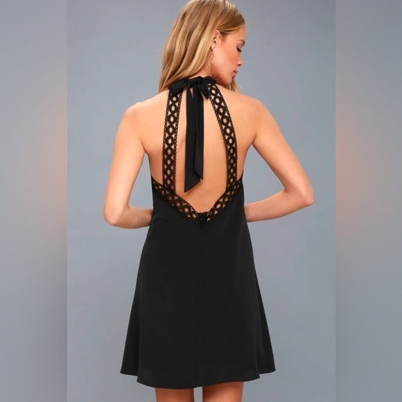 LULU’S Any Sway, Shape, Or Form Black Lace Halter Dress - Picture 3 of 7